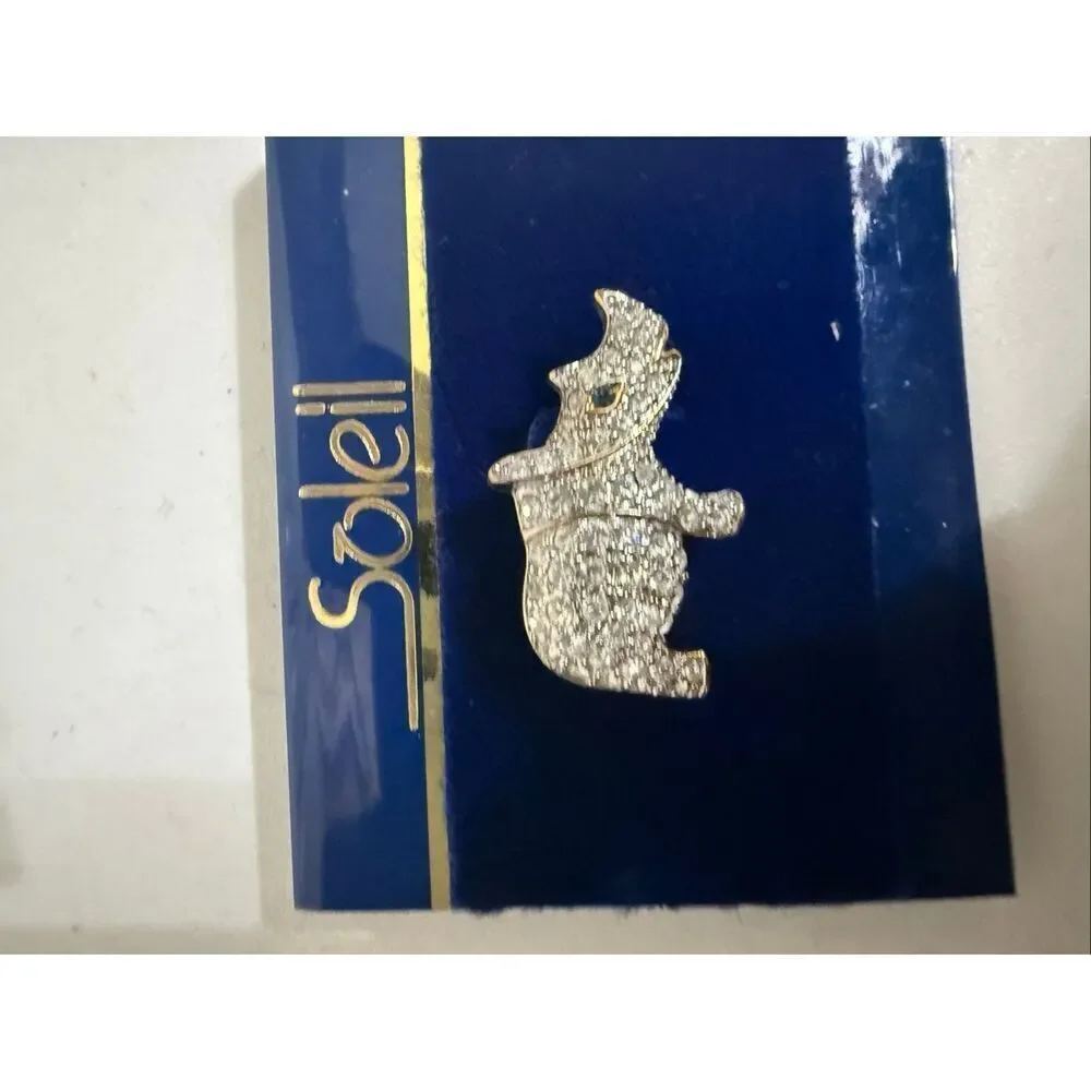 Vintage Soleil Women's Gold-Tone Rhinestones Crystals Rhinoceros Brooch Pin NWT